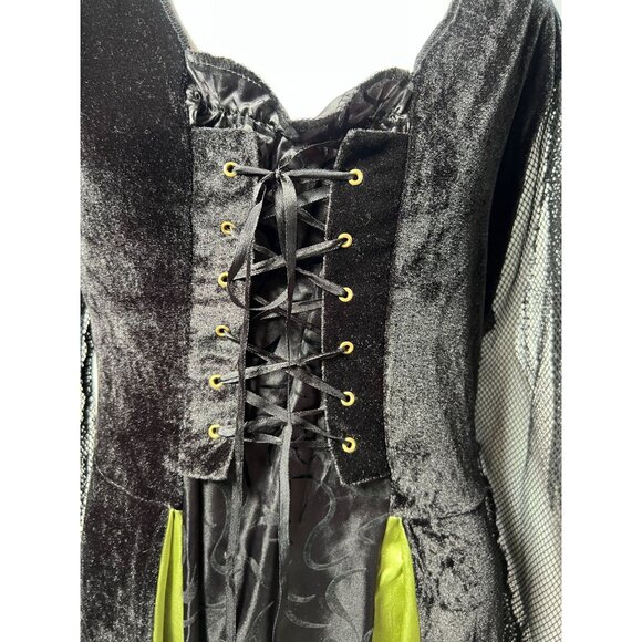 Medieval Renaissance Velvet Gown Costume With Mesh Sleeves & Lace-Up Front - Picture 9 of 16